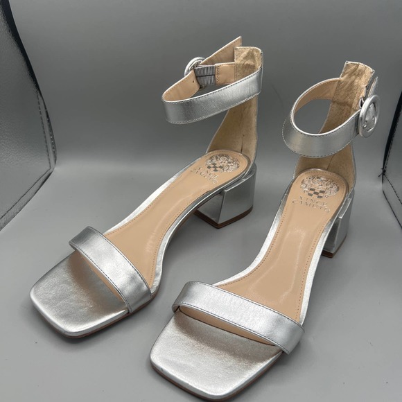Vince Camuto Shoes - Vince Camuto Vallina silver ankle strap sandal sz 8